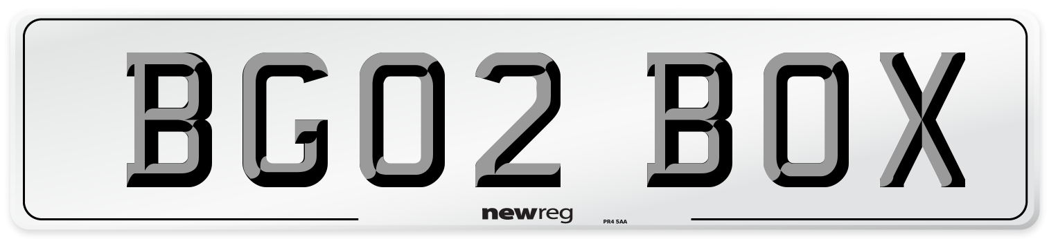 BG02 BOX Number Plate from New Reg